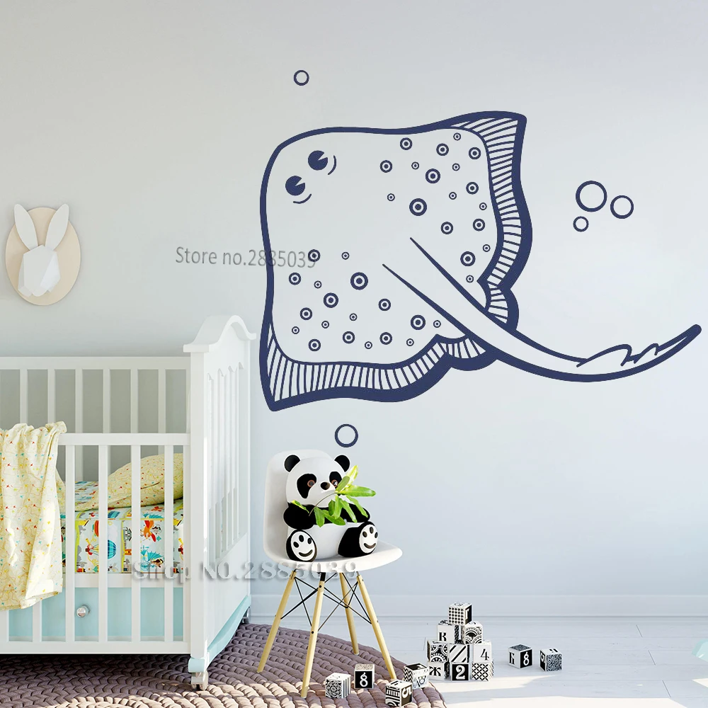 Big Stingray Decals Kids Bedroom Wall Decor Cute Murals DIY Self-sticking Bubble Wall Stickers New Arrival Marine Life LC921