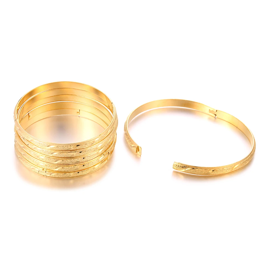 Ethlyn 6pcs/lot Ethiopian Jewelry Gold Color Bangles Dubai Gold Bangles, African Bangles&Bracelets for Women Gifts B171