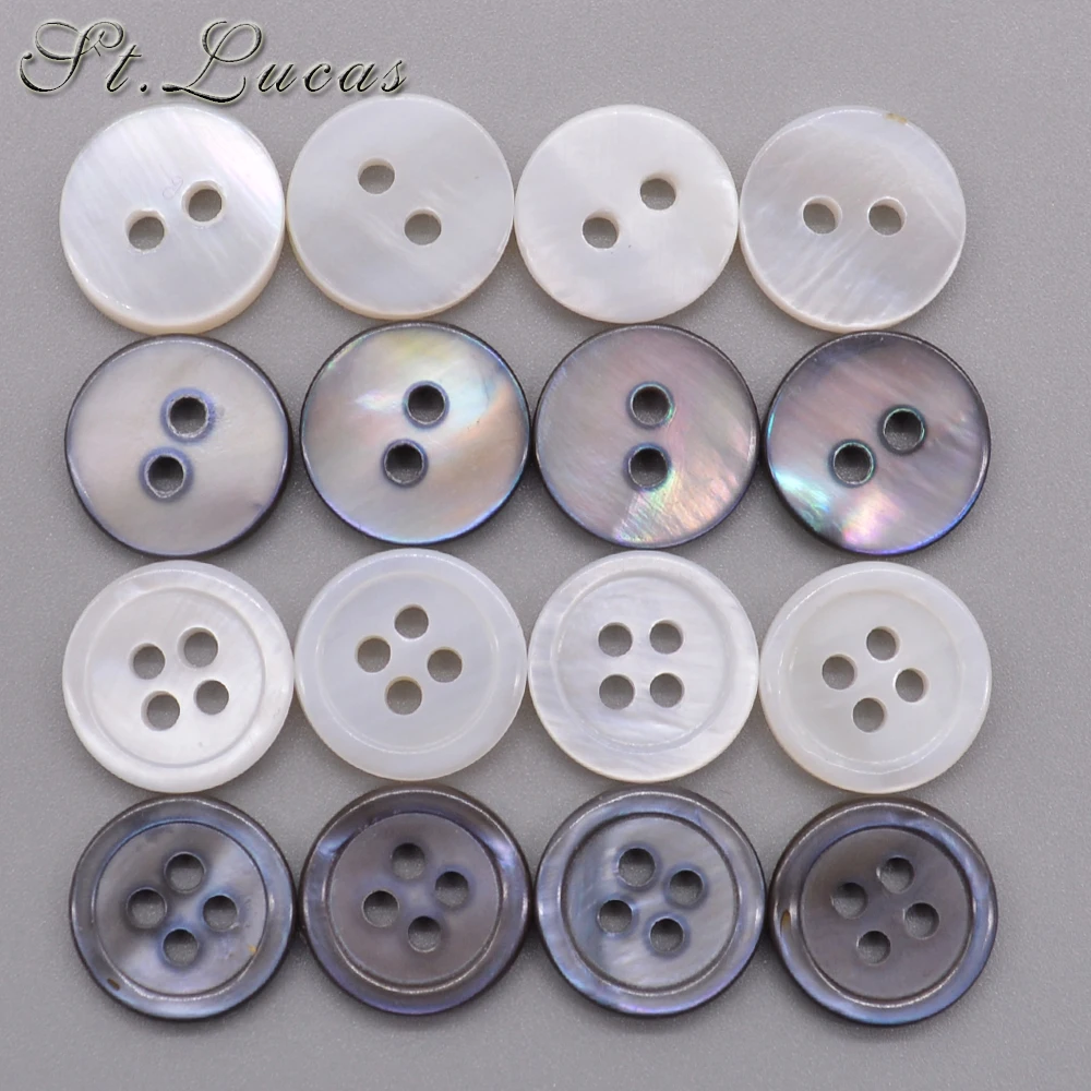 30 unids/lote 12mm blanco gris botones de costura de concha Natural Color nácar fregona botón de concha redonda accesorios de costura de ropa DIY