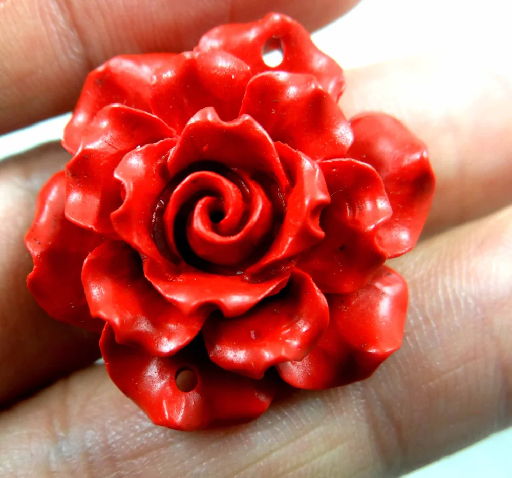 natural stone Quartz crystal Chinese Red Organic Cinnabar  flower  pendant  for diy jewelry making necklace Accessories