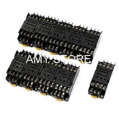 

10pcs New PYF14A 14 Pins 35mm DIN Rail Track Mini Relay Socket Base for H3Y-4 MY4NJ HH54P