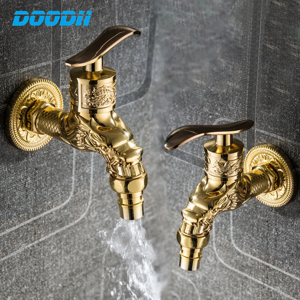 Carved Wall Bottle Tap Bibcock Zinc Alloy Retro Tap Decorative Outdoor Garden Faucet Washing Machine Mop Tap Torneira De Parede