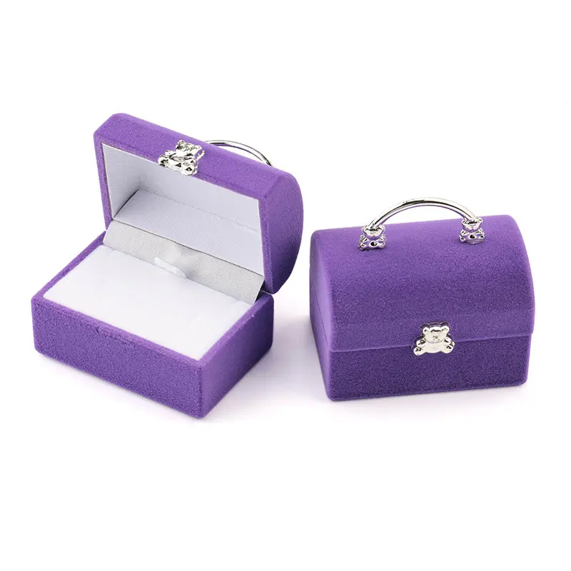 1 Piece Small Jewelry Box Velvet wedding Ring box Necklace Display Box Cute Bear Gift box Container Case for Jewelry Packaging