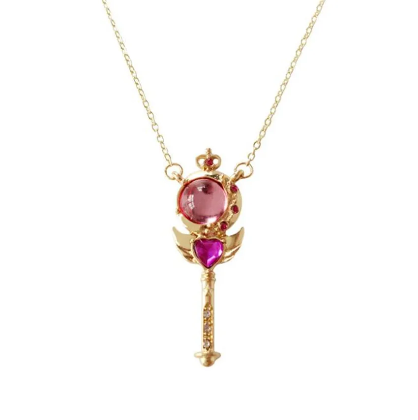 Anime Sailor Moon Loving Wand Crystal cosplay Pendant Necklace Girl accessories Cute props A658