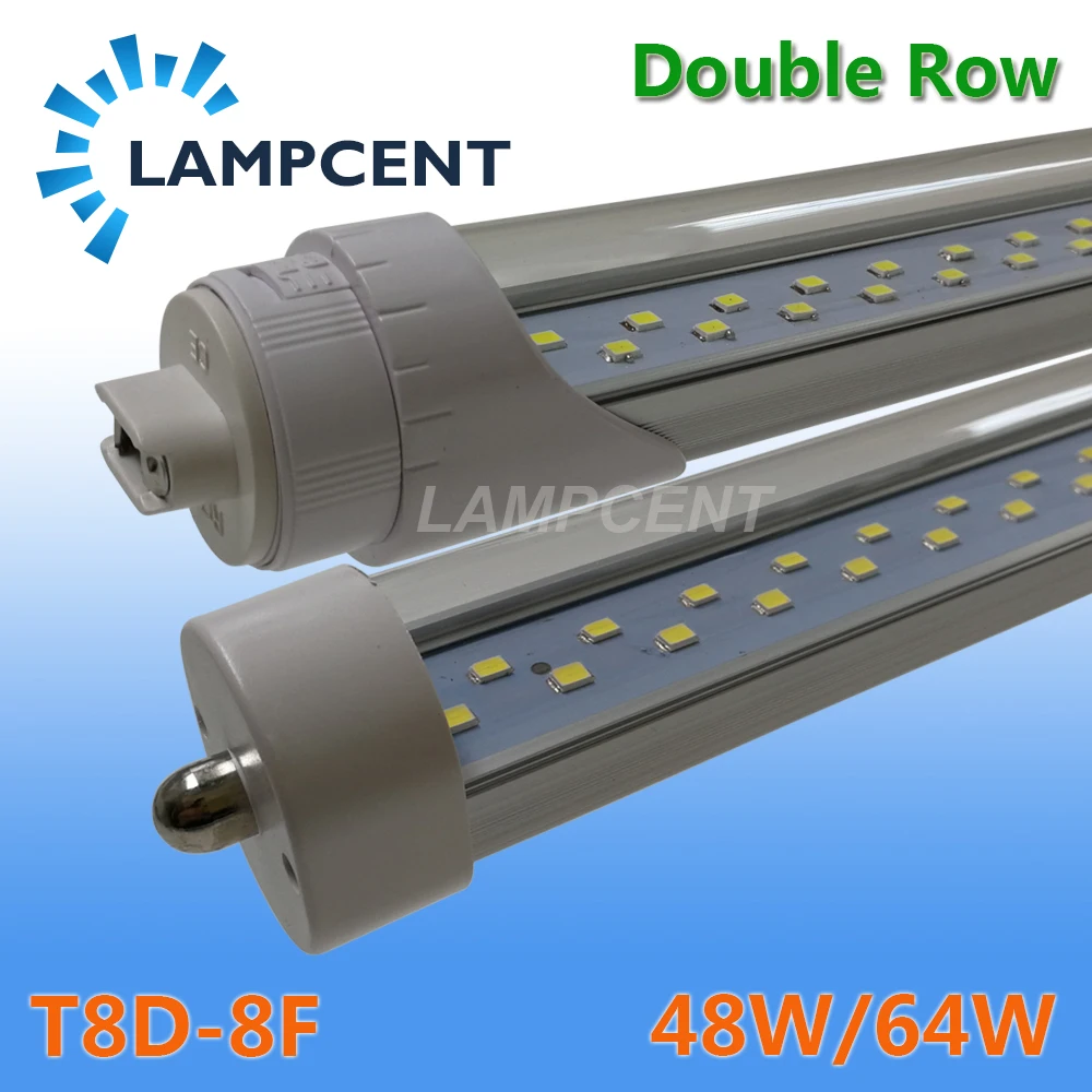 

6-12/Pack T8 LED Tube Bulb 8FT FA8 64W Single Pin Flat Double Row LED Shop Light