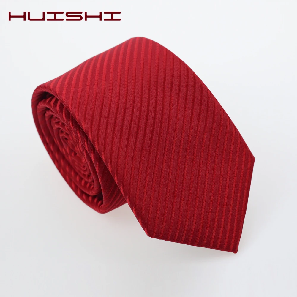 HUISHI-corbatas de Jacquard para hombre, corbata fina de 7cm a cuadros, color azul, rojo, morado y negro, ideal para regalo