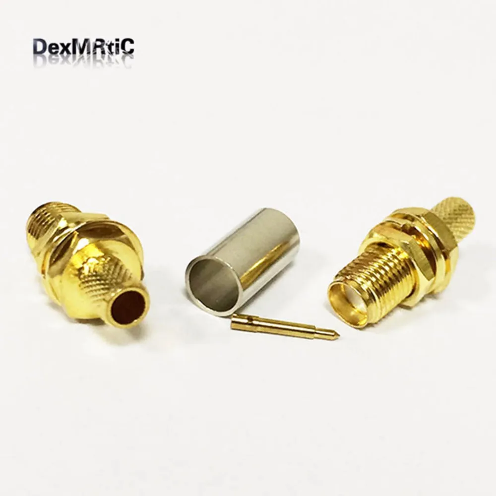 Connecteur coaxial RF femelle RP-SMA, 1 pièce, écrou à sertir, plaqué or, RG58,RG142,RG400,LMR195, nouveau, vente en gros