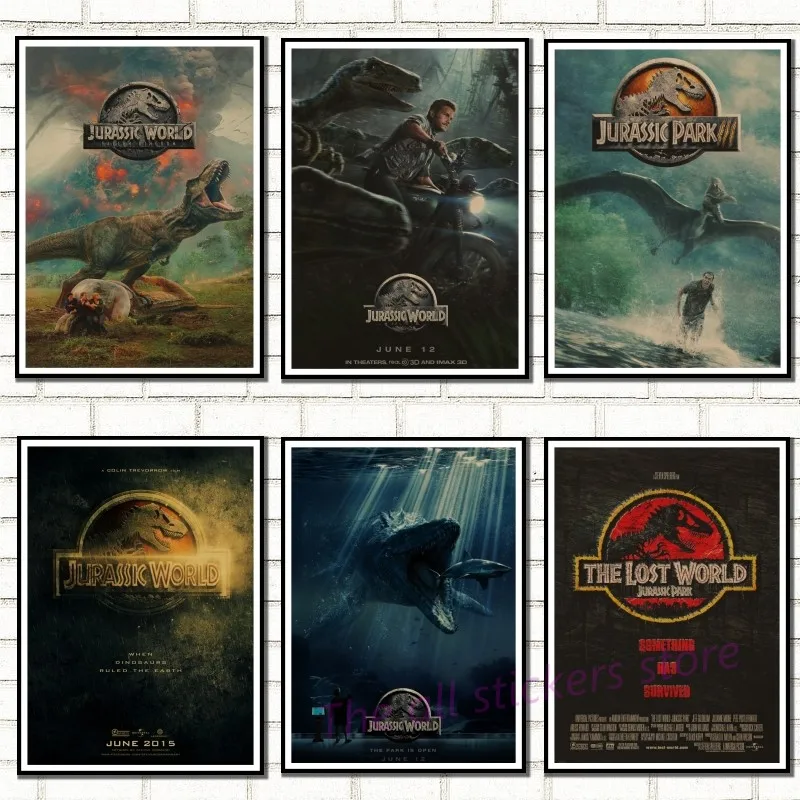 Jurassic Park Movie Posters Vintage Style Wall Stickers Kraft Paper Prints Home Decoration wall sticker/9002