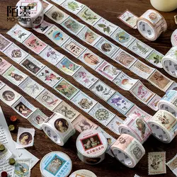 A Lot Retro Stamp Series and Paper Tape Creative Diy Handbook Coffee Plant Decorative Material Sticker Tape