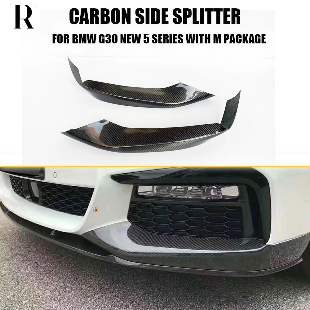 G30 G31 Carbon Fiber Front Bumper Side Splitter Apron for BMW 520 530 540 550 with M Package 17 - 19 Pre-Lci