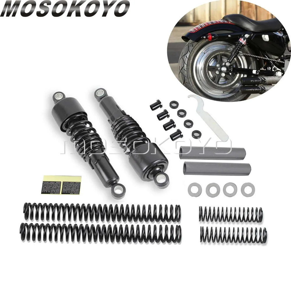 Black Motorcycle Fork Spring Rear Shock Absorbers Lowering Slammer Kit for Harley Touring FLT FLHT FLTR 1984-2013