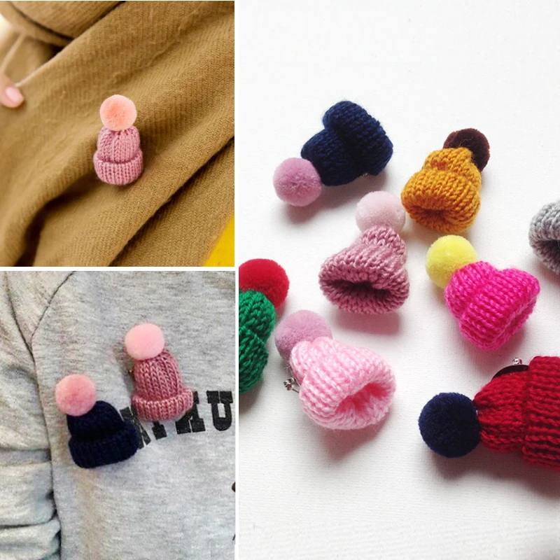 10 pz/lotto 3*3.5 centimetri di Lana di Lana Berretto di Natale Albero Di Natale Decorazione Tappo di Abbigliamento FAI DA TE Corda Testa Materiale