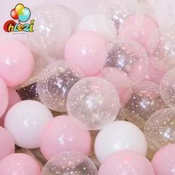 20Pcs 12นิ้วบอลลูนชุด Star Clear สีชมพูบอลลูนทองของตกแต่งงานแต่งงาน Baby Shower Birthday Party Supplies การตกแต่งบ้าน