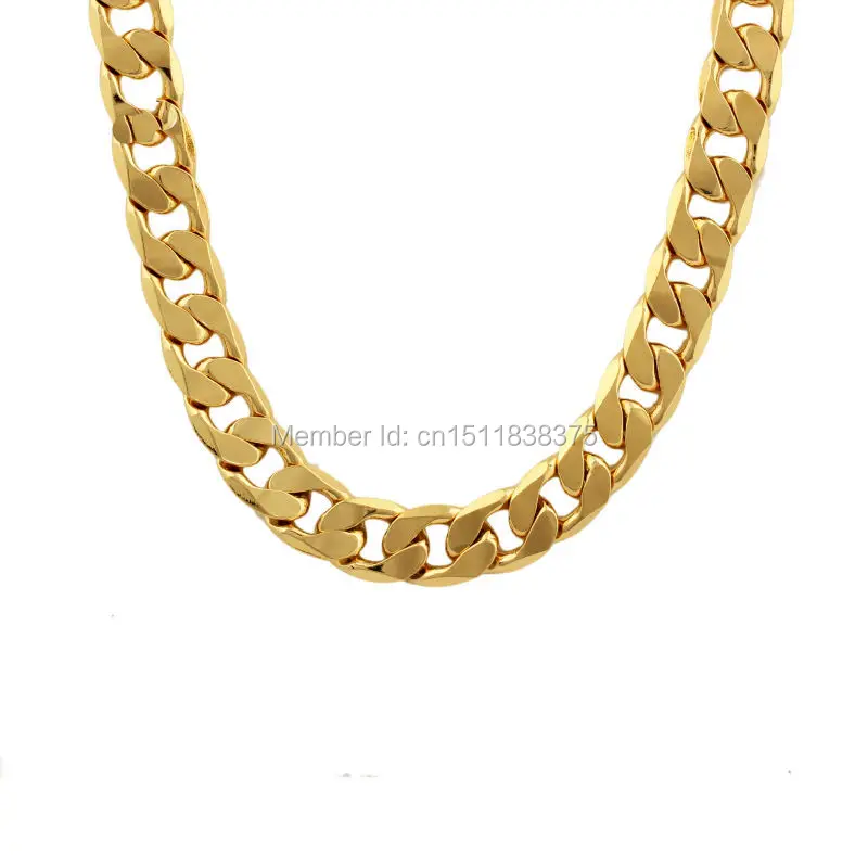 Adixyn 12mm Gold Color Mens Chain Womens Unisex Cut Flat Curb Cuban Link Free Shipping