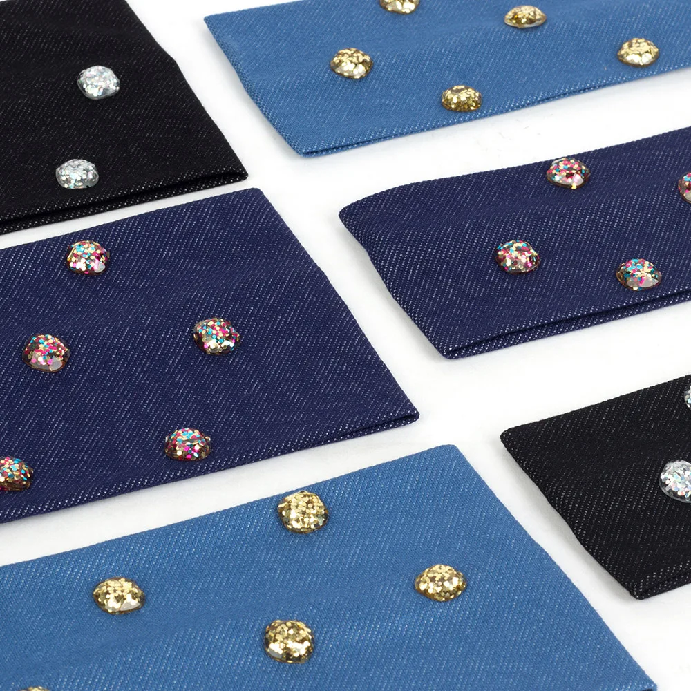 Geebro Women Summer Casual Fashion Headband Resin Sequin Bead Rhinestones Hairband For Girl Female Denim Elastic Hair Accessorie