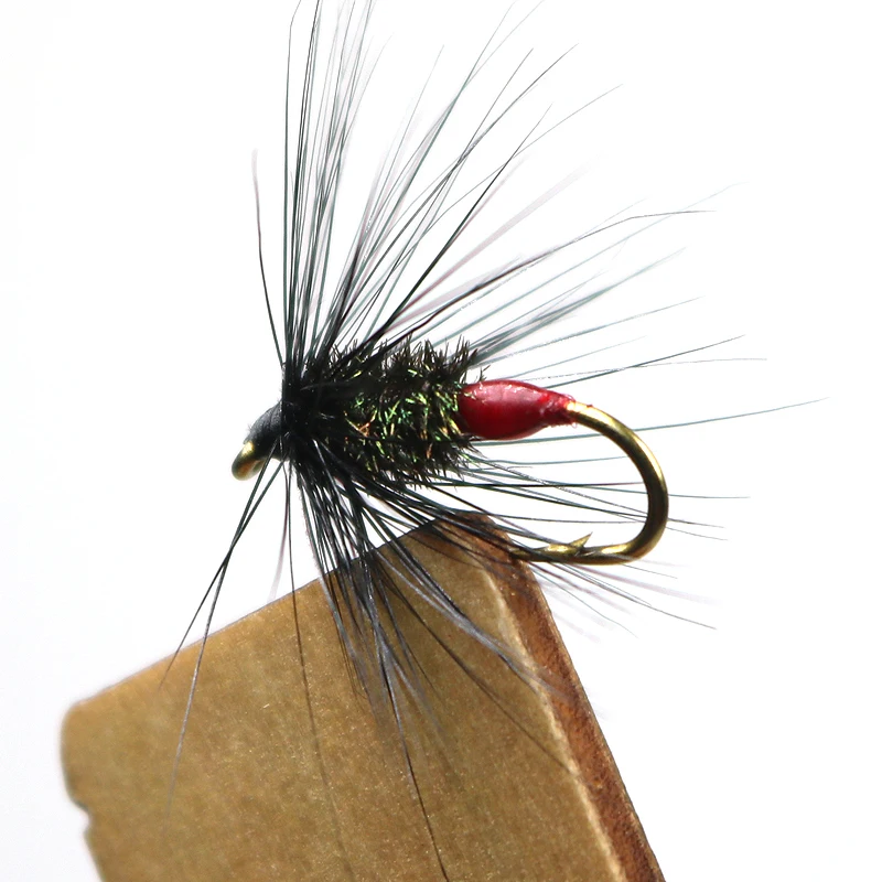 ICERIO 8PCS Black & Peacock Spider with Hot-Spot by Mak Dry fly tying Flies red tail Wet Fly #12