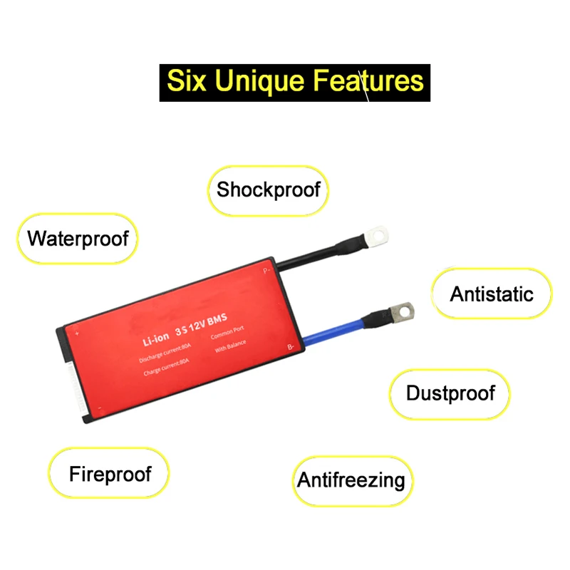 3S 80A 100A PCM/PCB/BMS for 12V 3.7V 18650 lithium battery pack for electric bicycle and scooter and tools,back up,solar energy