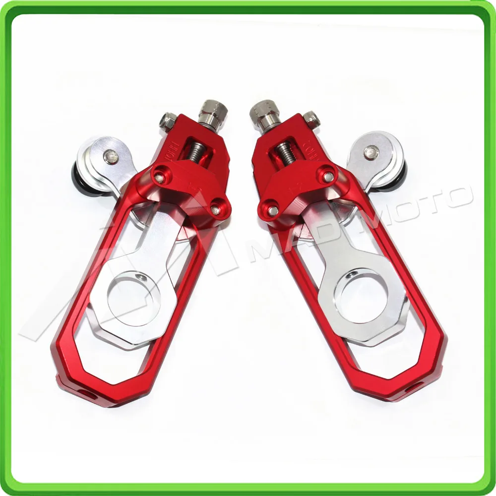 Motorcycle Chain Tensioner Adjuster with bobbins kit for Yamaha R1 YZF-R1 2007 2008 2009 2010 2011 2012 2013 2014 Red&Silver