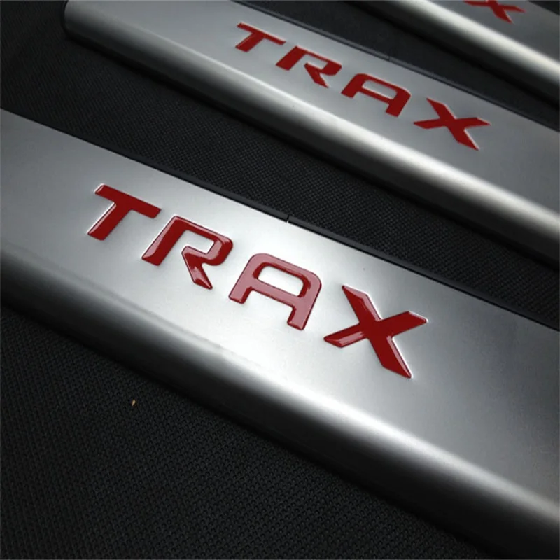 For Chevrolet Trax External Door Sill 2013 2014 2015 2016 Stainless Steel Red Blue Silver logo Welcome Pedal Car styling