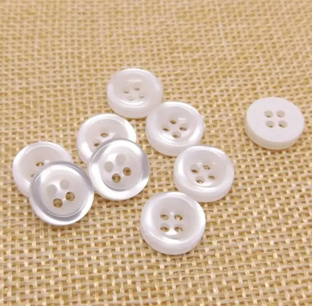 100pcs 9mm/10mm/11mm White color 4holes buttons shirt buttons apparel supplies sewing accessories