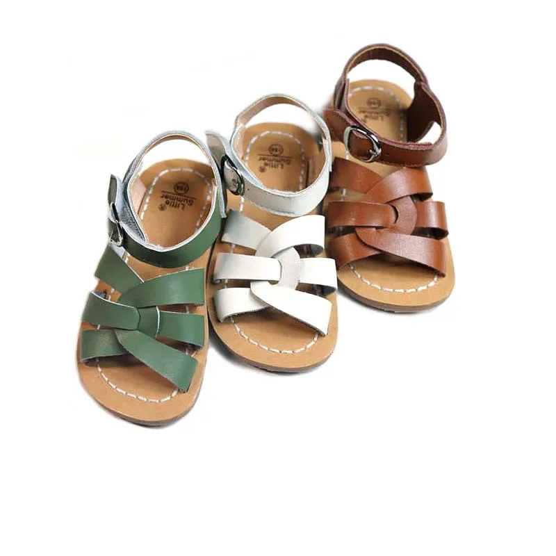 Cowhide Children saltwater sandals High-grade Genuine Leather Girls Beach sandals Non-slip Sole Boys shoes 6T