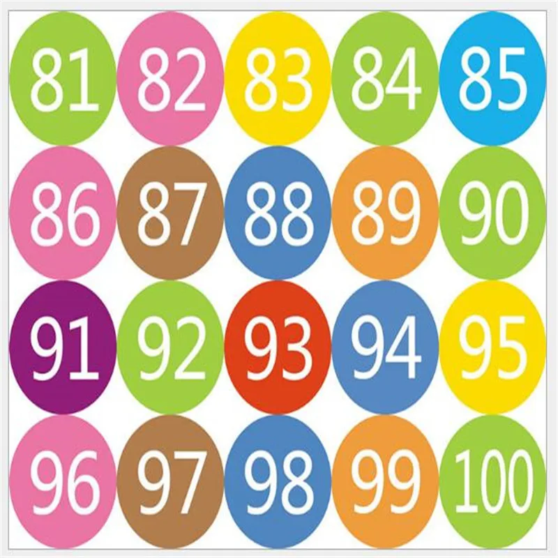 1-100 Colorful Number Wall Stickers For Kids Room DIY House Hotel Door Digits Kindergarten Tools Multipurpose With Glue