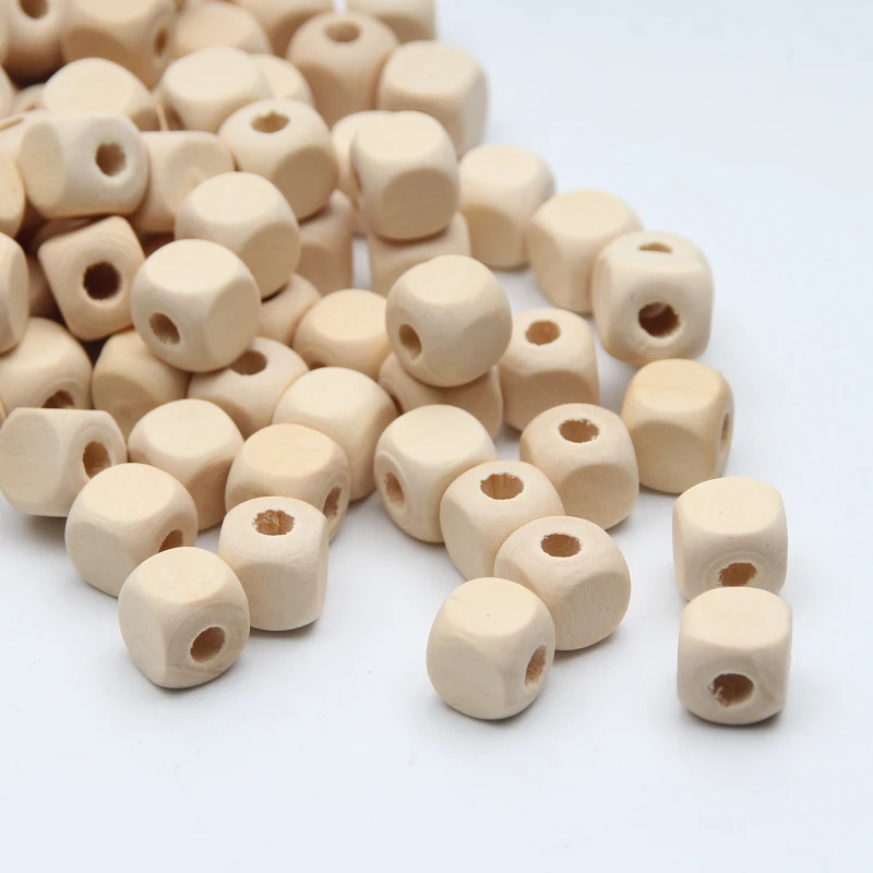 100Pcs Natural Color Wood Beads 8/10mm Square Wood Spacer Beads For Jewelry Making DIY Bracelet Necklace Handmade Accessories