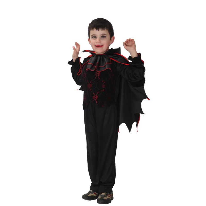 Kids Kind Gothic Bat Vampire Kostuums Voor Jongens Halloween Purim Carnaval Maskerade Mardi Gras Outfit B-0066