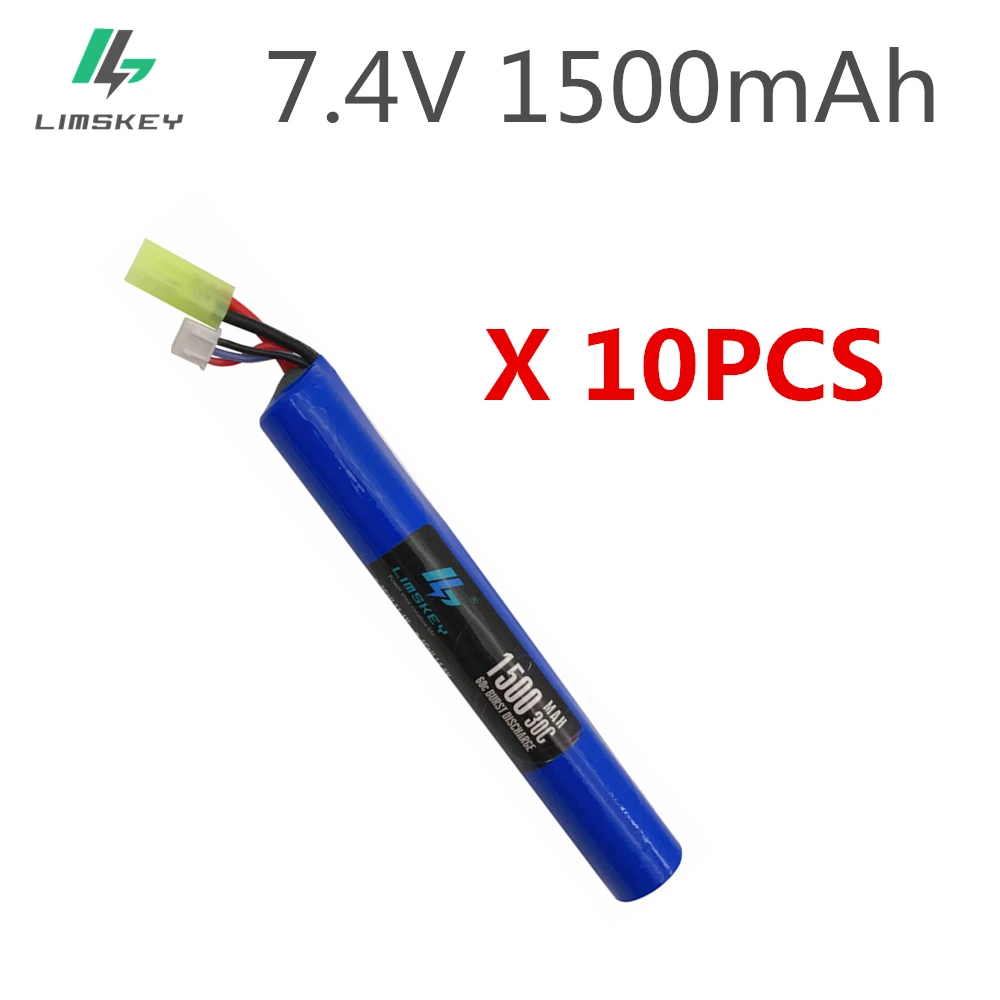 10pcs 2S 18650 Power RC Lipo battery 7.4V 1500MAH 30C AKKU Mini Airsoft toys Gun Battery RC model Tamiya free shipping