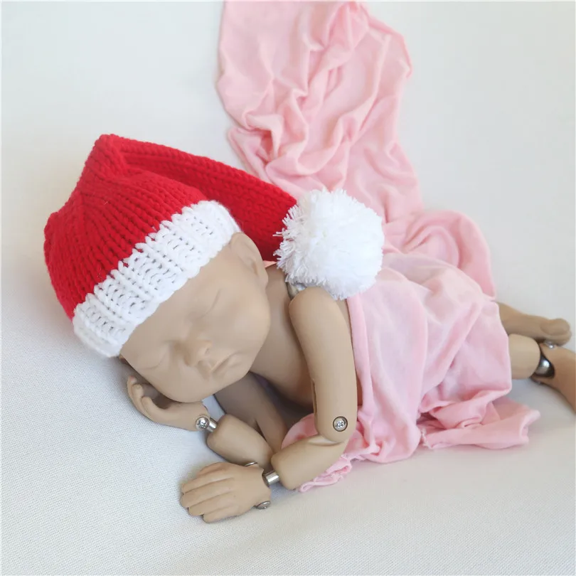 Red and white Santa elf Christmas hat Newborn Christmas Baby girl bonnet photography props Long tail hat