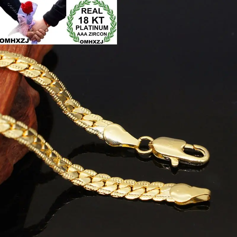 

OMHXZJ Wholesale European Fashion Woman Man Party Wedding Gift Full Lateral 18KT Yellow Gold Chain Necklace NA210