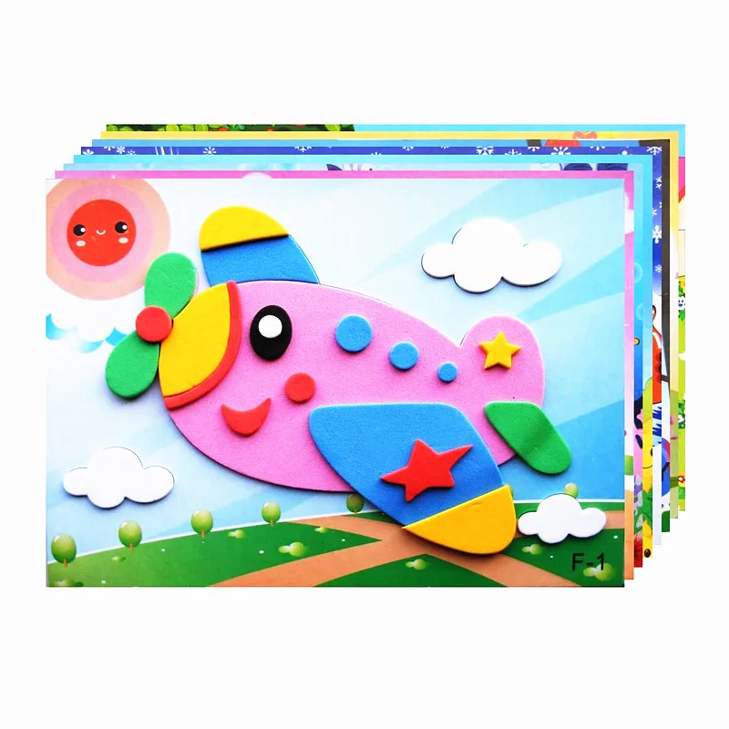 10 designs/lot 3D EVA Foam Sticker DIY Cartoon Animal Puzzle For Children Kids Multi-patterns Styles Toys for Children Gift