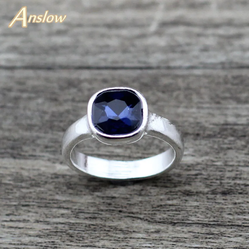 ANSLOW 2019 Brand Trendy New Cute Female Square Crystal Wedding Rings For Couples Lovers Women Engagement Jewelry LOW0008AR