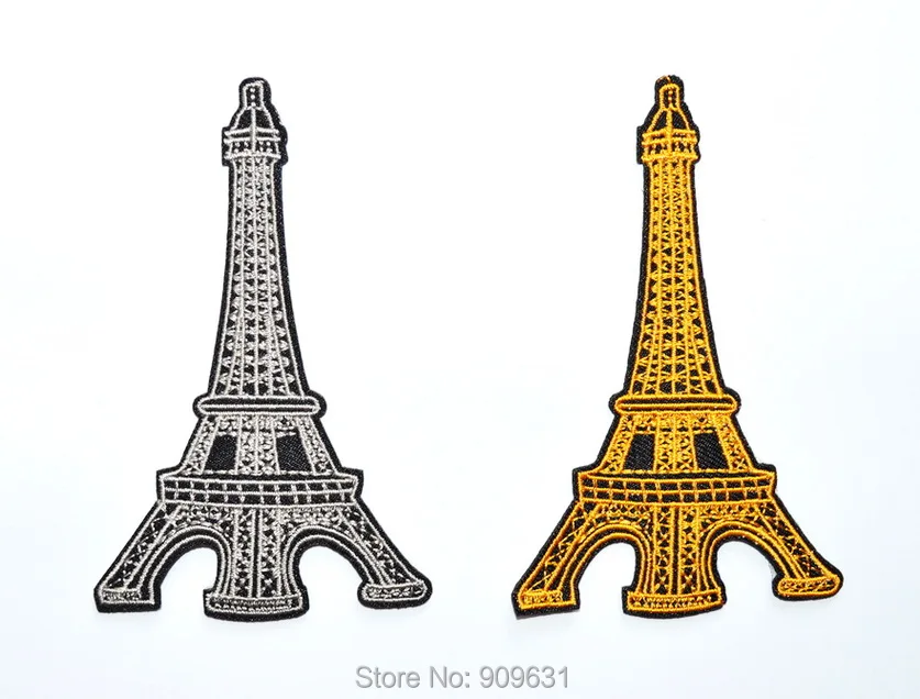 

New ! ~ Eiffel Tower Paris France retro boho europe appliques iron-on patches iron on Applique Yellow and Black