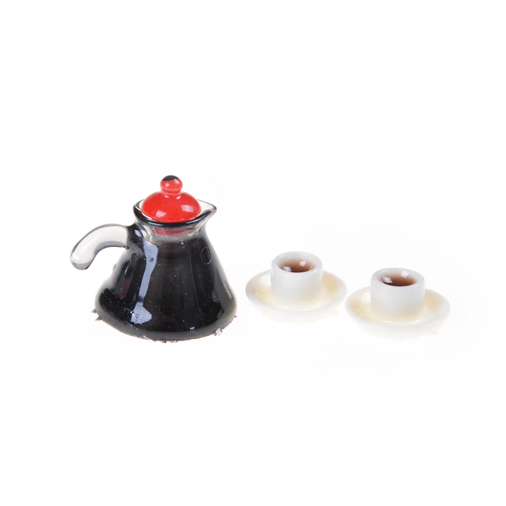 1:12 Miniature Coffee Pot & Cup Saucer Simulation Game Dollhouse Mini Furniture Toy Food Kitchen Food Play Doll House Accessory