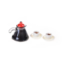 Juego de simulación de olla y taza de café en miniatura, 1:12, casa de muñecas, Mini muebles de juguete, cocina, comida, accesorio para casa de muñecas