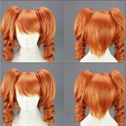 HAIRJOY 45cm średniej długości pomarańczowe peruka do Cosplay żaroodporne impreza przebierana peruki syntetyczne 2 klipsy na kucyku 7 kolorów