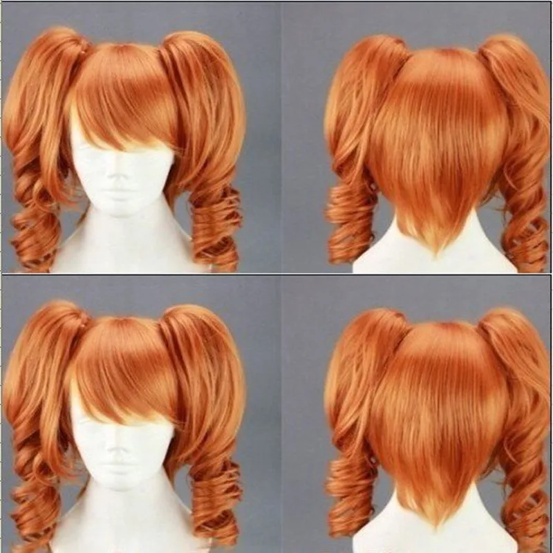 HAIRJOY ​​45cm średniej długości pomarańczowa peruka do cosplay żaroodporne impreza przebierana peruki syntetyczne 2 klips na kucyk 7 kolorów