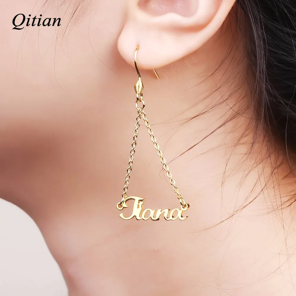 Personalized Name Drop Earrings    Customize Namplate ID Dangle Earring For Women High Quality Stainless Steel Jewelry Supplier