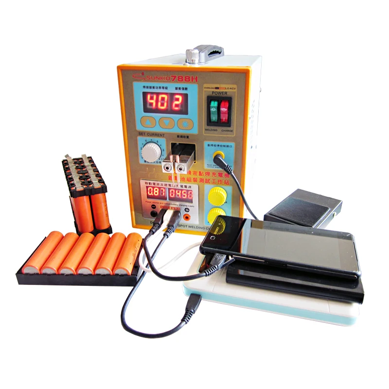 SUNKKO 788H Battery Spot Welder 1.5KW Multifunction Pulse Spot Welding Machine USB Charging Test For 18650 Battery Packs Welding