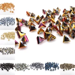 Qiaohe 6mm 100pcs Glass Triangle crystal beads Loose beads Special bead Use Earring Pendant DIY jewelry Making U PICK Color