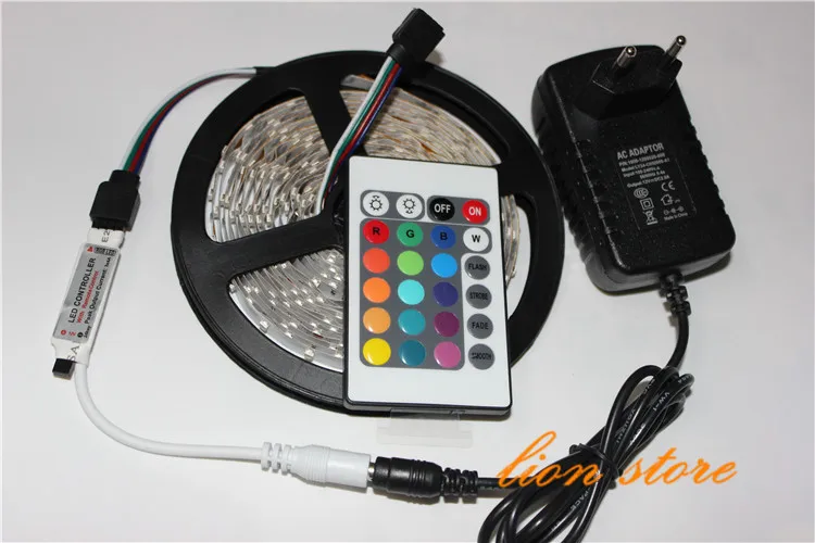 

3528 LED Strip Flexible Light 5M 300 Led SMD IR Remote Controller 12V 2A Power Adapter Free Shipping