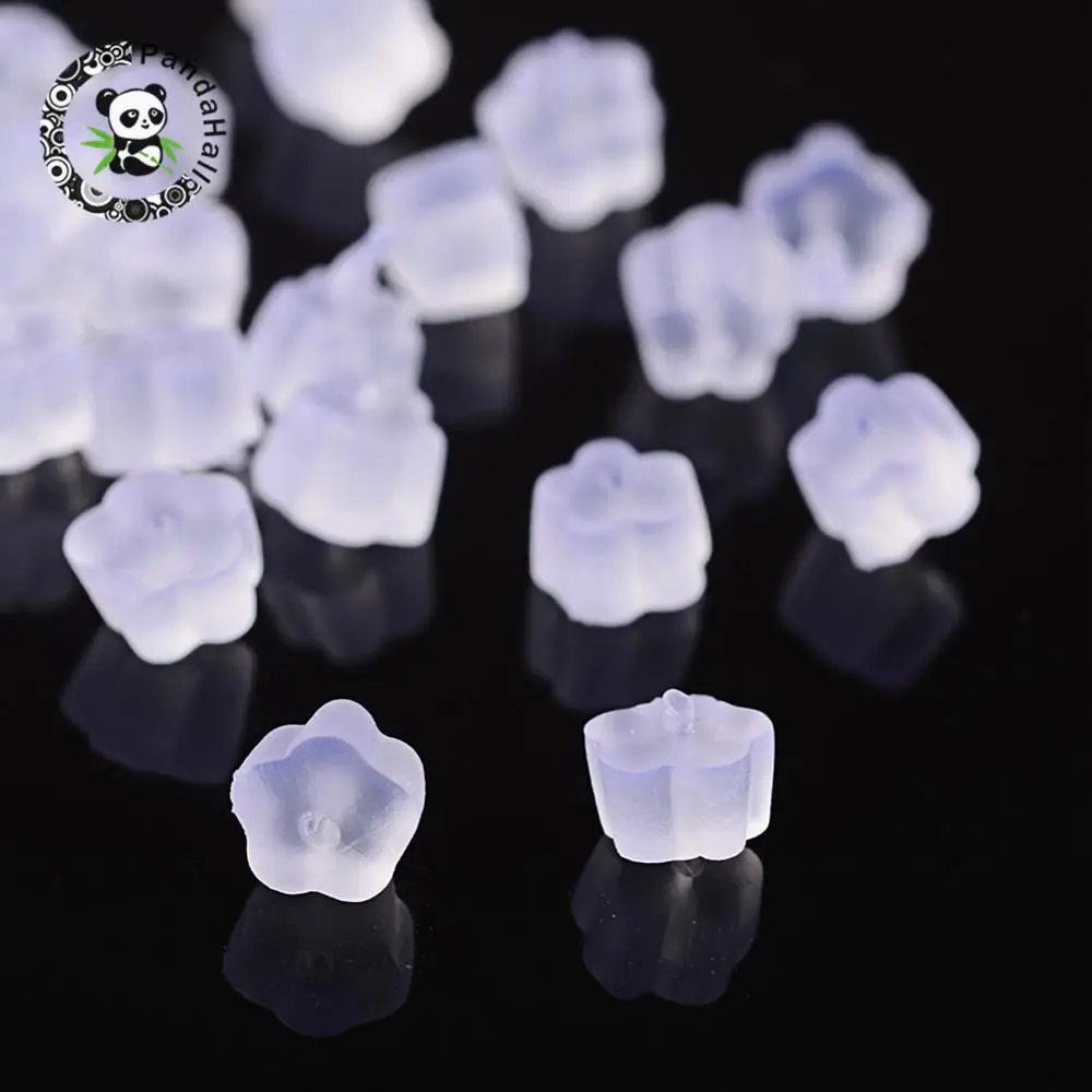 Plastic Earring Earnuts, White, Size: about 2.5mm long, 4mm wide, 2.5mm thick, hole:  1mm