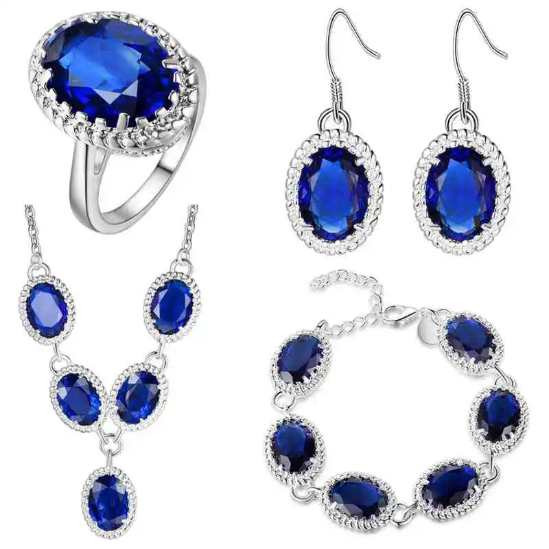 

A thick plating jewelry set aliexpress explosion katami blue suit fashion jewelry wholesale tradeCZ Luxury Ms. girl