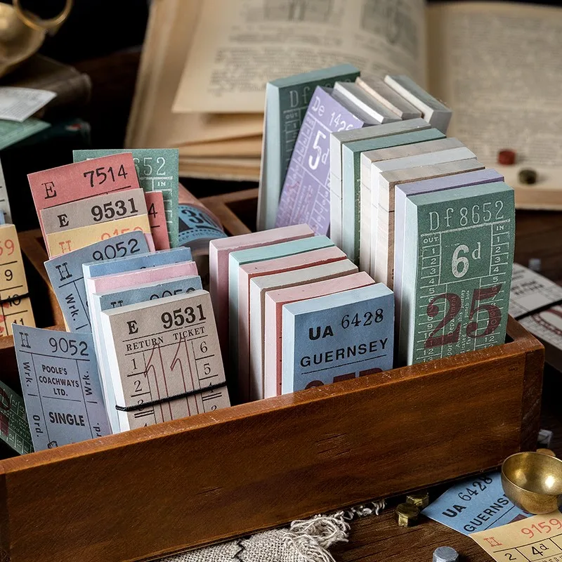 100 sztuk/zestaw Retro bilet serii samoprzylepne karteczki samoprzylepne karteczki samoprzylepne szkolne materiały biurowe notatnik etykiety