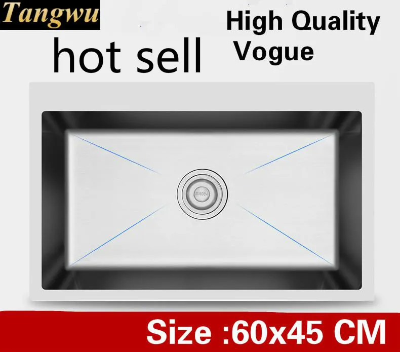 

Free shipping Home kitchen manual sink single trough standard wash vegetables vogue 304 stainless steel hot sell 600x450 MM