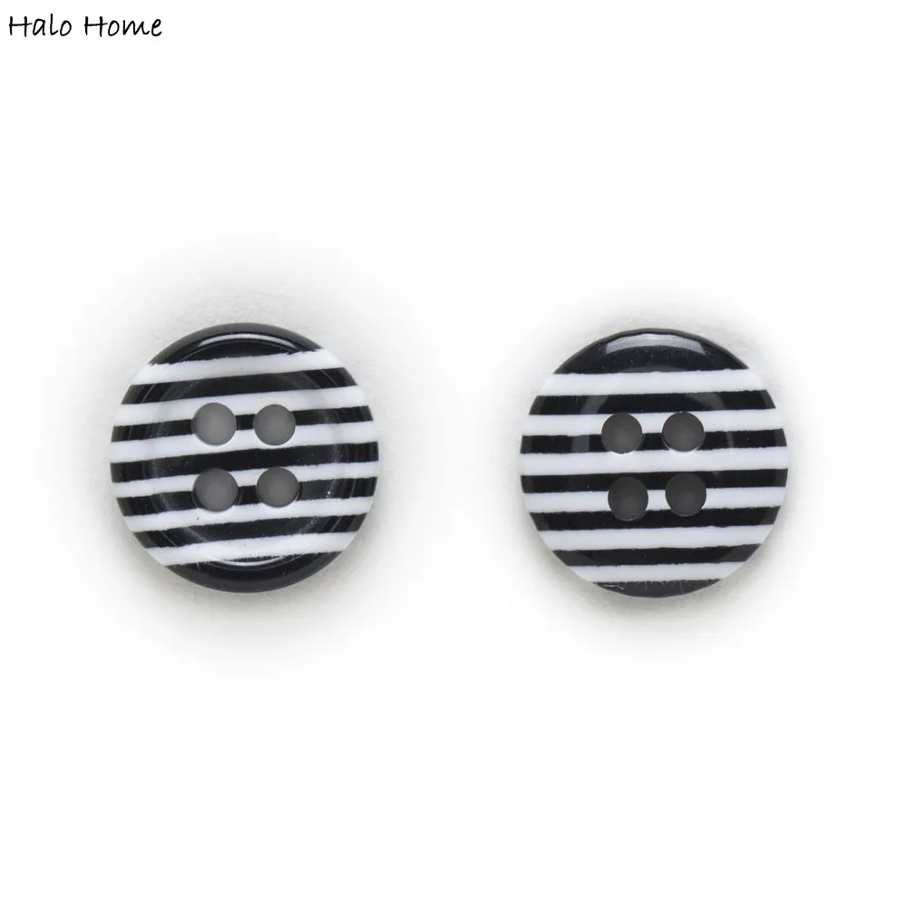 30pcs Stripe Resin Round Buttons Sewing Scrapbooking Handwork Clothing Home Gift Decor 11mm