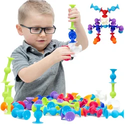 Soft Building Blocks Kids DIY Sucker Funny Silicone Block Model Construction Toys Creative Gifts For Children Boy