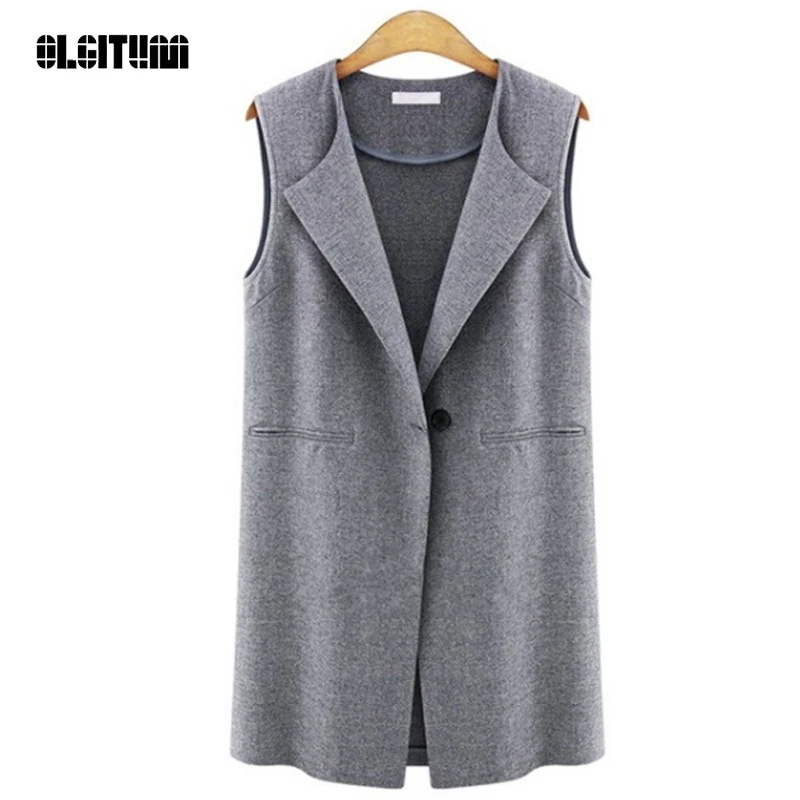 

Female Vest Sleeveless Coats Single Button Brief Women's Vests Female Spring Waistcoat Turn-Down Collar Casual Vest VE003