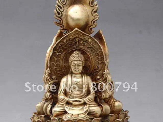 Rare Old Tibet copper statue -----Three sides Buddha,18C,free shipping,11cm(l) x11cm(w)x 26cm(h)